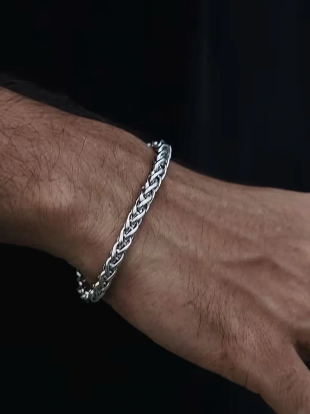 Stainless Steel Braided Men's Bracelet - Silver Tone